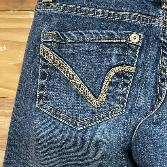 Vanity size 26x33 Dark Wash Slight Stretch Bootcut Jeans with Distress Detailing - Picture 10 of 15